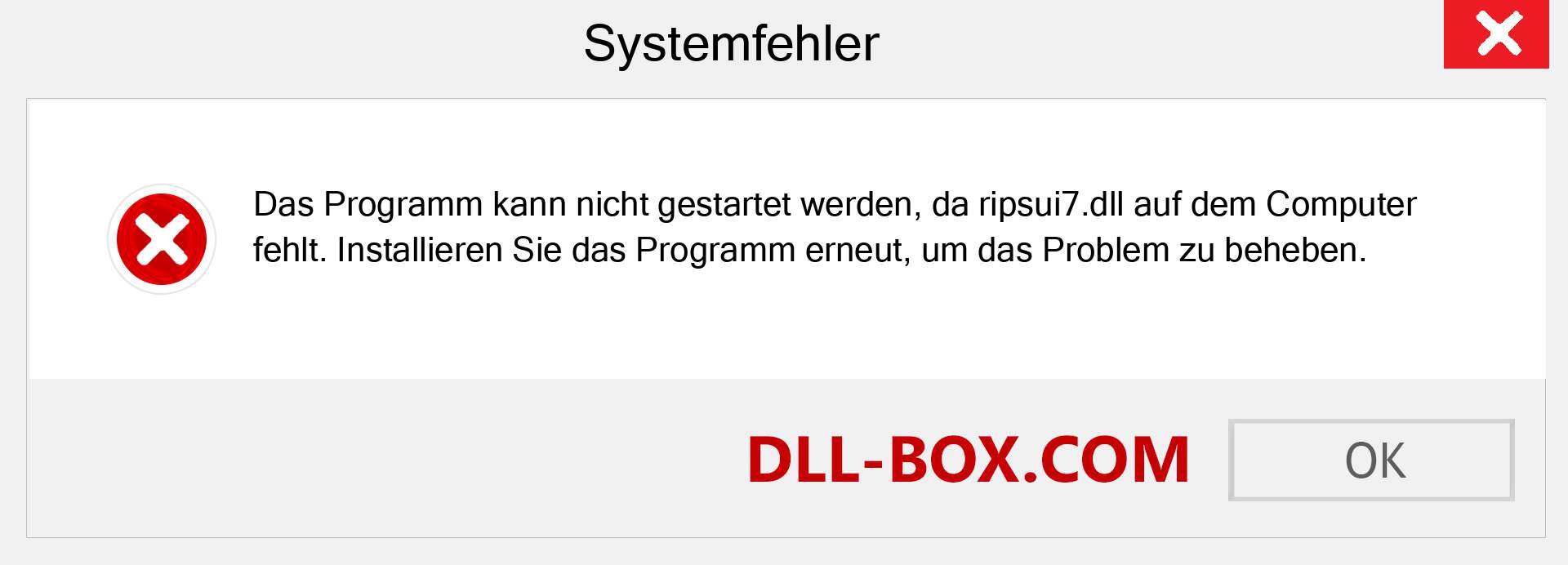 ripsui7.dll-Datei fehlt?. Download für Windows 7, 8, 10 - Fix ripsui7 dll Missing Error unter Windows, Fotos, Bildern