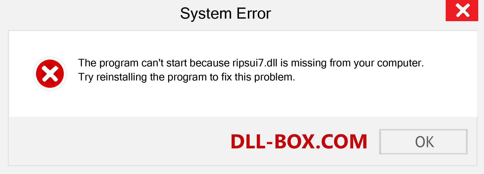  ripsui7.dll file is missing?. Download for Windows 7, 8, 10 - Fix  ripsui7 dll Missing Error on Windows, photos, images