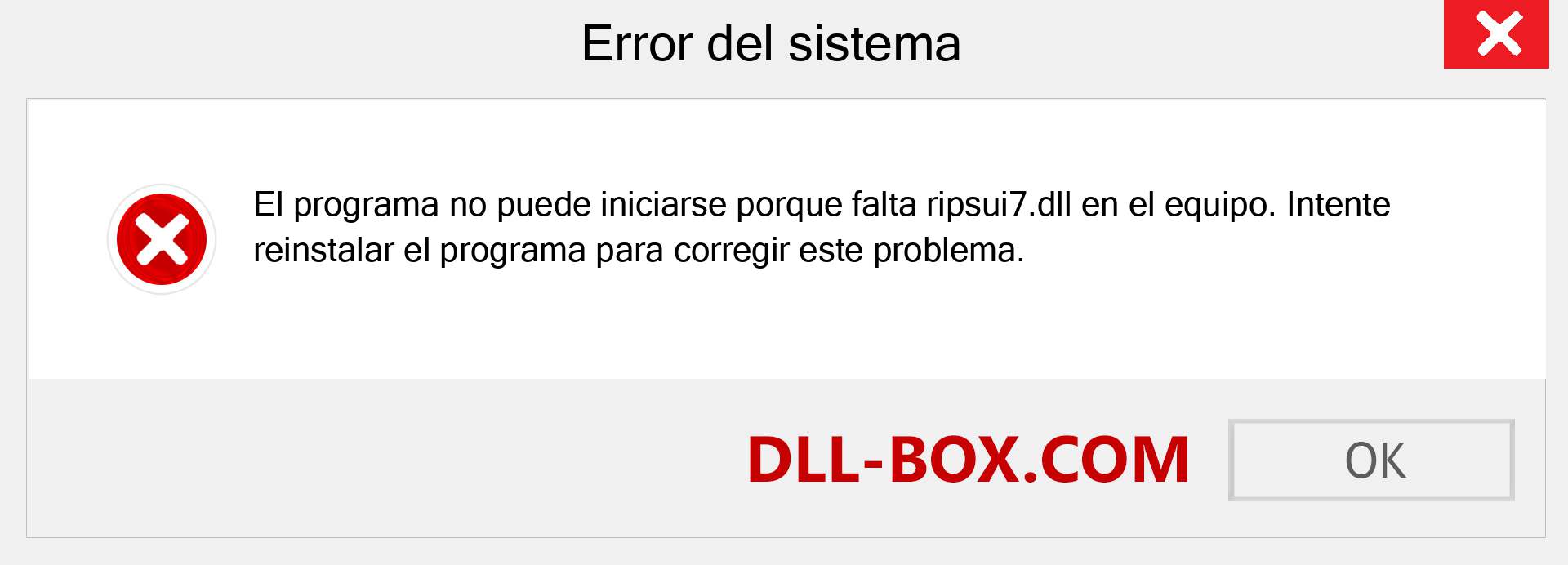 ¿Falta el archivo ripsui7.dll ?. Descargar para Windows 7, 8, 10 - Corregir ripsui7 dll Missing Error en Windows, fotos, imágenes